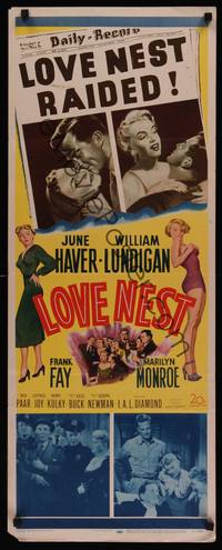 1h361 LOVE NEST insert '51 William Lundigan, sexy Marilyn Monroe & June Haver!