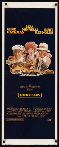 1h365 LUCKY LADY style B insert '75 McGinnis art of Gene Hackman, Liza Minnelli, Burt Reynolds!