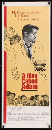 1h374 MAN CALLED ADAM insert '66 great image of Sammy Davis Jr + Louis Armstrong playing trumpet!