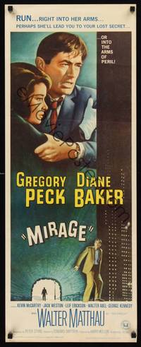 1h397 MIRAGE insert '65 is the key to Gregory Peck's secret in his mind, or in Diane Baker's arms?