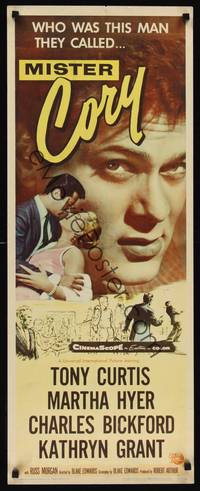 1h401 MISTER CORY insert '57 art of professional poker player Tony Curtis & sexy Martha Hyer!