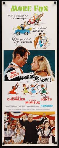 1h403 MONKEYS GO HOME insert '67 Disney, art of Maurice Chevalier, Yvette Mimieux & apes!