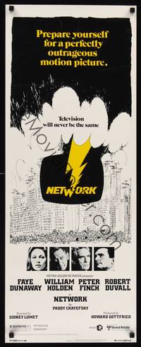 1h421 NETWORK insert '76 written by Paddy Cheyefsky, William Holden, Sidney Lumet classic!