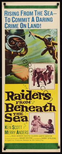 1h483 RAIDERS FROM BENEATH THE SEA insert '65 scuba divers rise from sea to commit daring crimes!