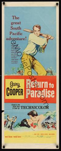 1h487 RETURN TO PARADISE insert '53 art of Gary Cooper, from James A. Michener's story!