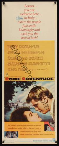 1h496 ROME ADVENTURE insert '62 Troy Donahue, Suzanne Pleshette & Angie Dickinson in Italy!