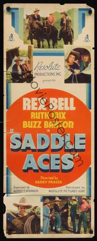 1h502 SADDLE ACES insert '35 cowboy Rex Bell, Ruth Mix, Buzz Beaton, Stanley Blystone