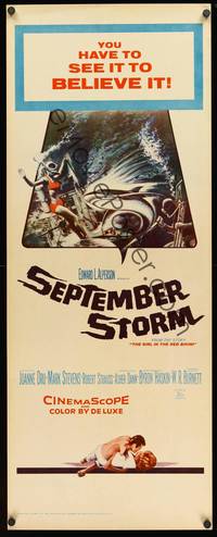 1h510 SEPTEMBER STORM insert '60 art of sexy scuba diver attacked by shark!