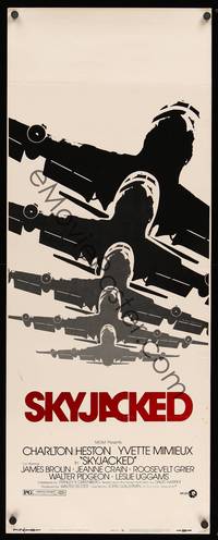 1h524 SKYJACKED insert '72 Charlton Heston, Yvette Mimieux, cool art of Boeing 707 airplane!