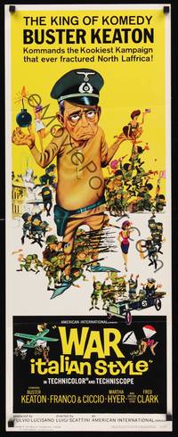 1h647 WAR ITALIAN STYLE insert '66 Due Marines e un Generale, cartoon art of Buster Keaton as Nazi