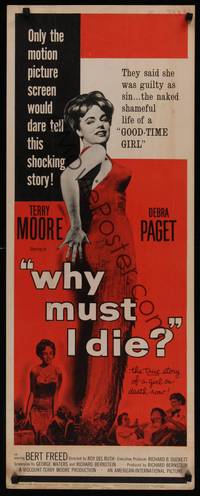 1h667 WHY MUST I DIE insert '60 Terry Moore & Debra Paget, the shameful life of a good-time girl!