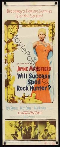 1h674 WILL SUCCESS SPOIL ROCK HUNTER insert '57 super sexy Jayne Mansfield in dress!