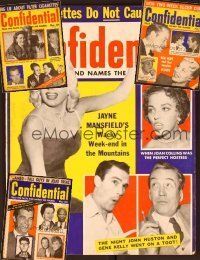 1j017 LOT OF 4 CONFIDENTIAL MAGAZINES lot '55 - '57 Jayne Mansfield, Liz Taylor, Ava Gardner + more!
