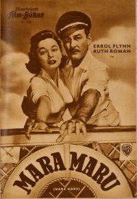1j156 MARA MARU German program '52 Errol Flynn & sexy Ruth Roman in the tropical Philippines!