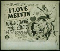 1j093 I LOVE MELVIN glass slide '53 great romantic art of Donald O'Connor & Debbie Reynolds!