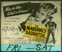1j102 MARSHAL'S DAUGHTER glass slide '53 man-oh-man, sexy Laurie Anders is a bundle of curves!