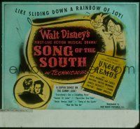 1j119 SONG OF THE SOUTH glass slide '46 Walt Disney, Br'er Rabbit & Br'er Bear, a rainbow of joy!