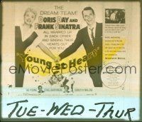1j129 YOUNG AT HEART glass slide '54 dream team Doris Day & Frank Sinatra holding hands!