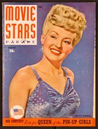 1j064 MOVIE STARS PARADE magazine August 1943, c/u of Betty Grable, queen of the pinup girls!
