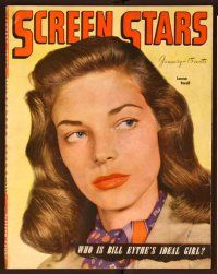 1j069 SCREEN STARS magazine January 1940, super close up of Lauren Bacall from Confidential Agent!