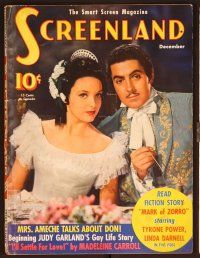 1j066 SCREENLAND magazine December 1940 Linda Darnell & Tyrone Power from The Mark of Zorro!