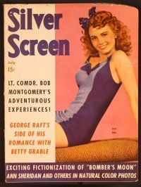 1j059 SILVER SCREEN magazine July 1943 Janet Blair wearing swimsuit in Victory Caravan!
