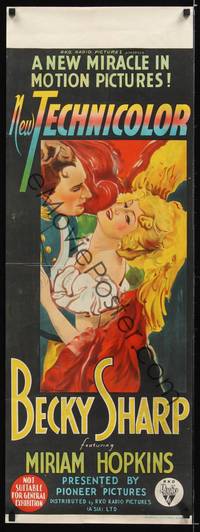 1k084 BECKY SHARP Aust daybill '35 1st Technicolor feature, art of sexy Miriam Hopkins by McMurray!