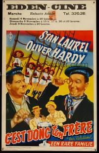 1k322 OUR RELATIONS Belgian '40s artwork of wacky Stan Laurel & Oliver Hardy!