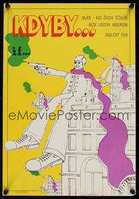 1k177 IF Czech 11x16 '69 introducing Malcolm McDowell, Lindsay Anderson, cool different art!