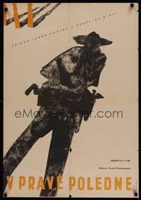 1k168 HIGH NOON Czech 23x33 '63 Fred Zinnemann, Gary Cooper, cool different silhouette art!