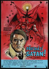 1k170 OMEN Czech 23x33 '76 cool completely different art of Gregory Peck & demon!
