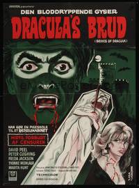 1k246 BRIDES OF DRACULA Danish '69 different art of sexy vampire with stake in heart by Wenzel!