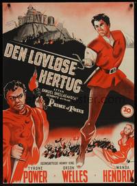 1k265 PRINCE OF FOXES Danish '51 different art of Orson Welles, Tyrone Power & Wanda Hendrix!