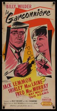 1k210 APARTMENT French 16x32 '60 Billy Wilder, different art of Jack Lemmon & Shirley MacLaine!