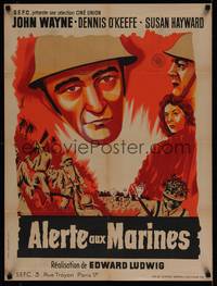 1k193 FIGHTING SEABEES French 23x32 1962 completely different art of John Wayne & Susan Hayward!