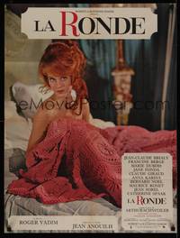 1k197 LA RONDE French 23x32 '64 best image of naked Jane Fonda in bed, directed by Roger Vadim!