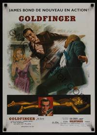 1k212 GOLDFINGER French 15x21 R70s cool art of Sean Connery as James Bond by Jean Mascii!