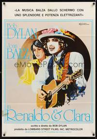 1k464 RENALDO & CLARA Italian 1sh '78 great art of Bob Dylan with guitar & Joan Baez by Hadley!