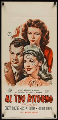 1k541 I'LL BE SEEING YOU Italian locandina '50s art of Rogers, Cotten & Shirley Temple by Longi!