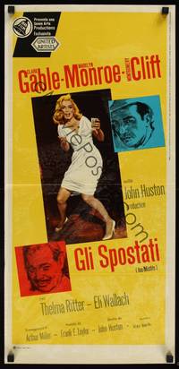 1k560 MISFITS Italian locandina '61 Clark Gable, sexy Marilyn Monroe, Montgomery Clift, John Huston
