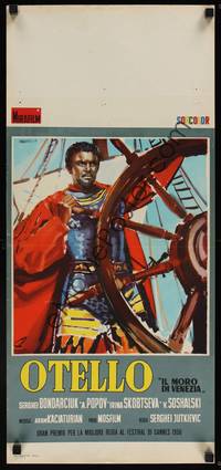 1k565 OTHELLO Italian locandina '55 art of Sergei Bondarchuk at ship's wheel by Manfredo!
