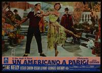 1k477 AMERICAN IN PARIS Italian photobusta R63 c/u of Gene Kelly dancing with sexy Leslie Caron!