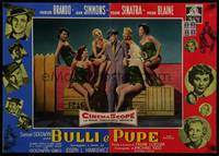 1k487 GUYS & DOLLS Italian photobusta '56 c/u of Marlon Brando surrounded by six sexy showgirls!