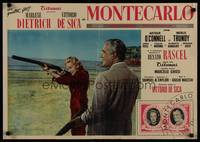 1k496 MONTE CARLO STORY Italian photobusta '57 Vittorio De Sica & Marlene Dietrich shoot guns!