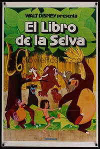 1k055 JUNGLE BOOK Spanish/U.S. 1sh '67 Walt Disney cartoon classic, great image of all characters!