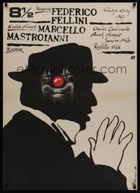 1k217 8 1/2 Polish 27x38 R89 Federico Fellini classic, cool different art by Andrzej Pagowski!