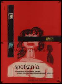 1k216 ENCOUNTERS Polish 34x46 '57 Stanislaw Lenartowicz's Spotkania, cool film strip art!