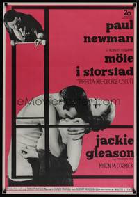1k119 HUSTLER Swedish '61 Paul Newman & sexy Piper Laurie, Jackie Gleason playing pool, Aberg art!