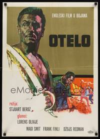 1k145 OTHELLO Yugoslavian '66 different art of Laurence Olivier in the title role, Shakespeare