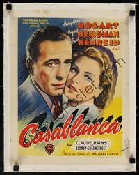 1m001 CASABLANCA linen Belgian '47 Humphrey Bogart, Ingrid Bergman, Michael Curtiz classic!